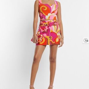 Express Pink and Orange Swirl Matching Crop and Skirt
